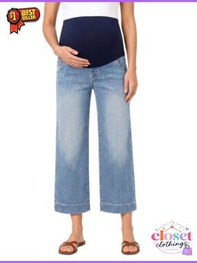 Maternity Wide Leg Jeans Stretchy Pregnancy Denim Pants